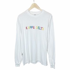 Vintage 90s Kappa Delta Sorority SIngle Stitch Rainbow Long Sleeve Tee Size L